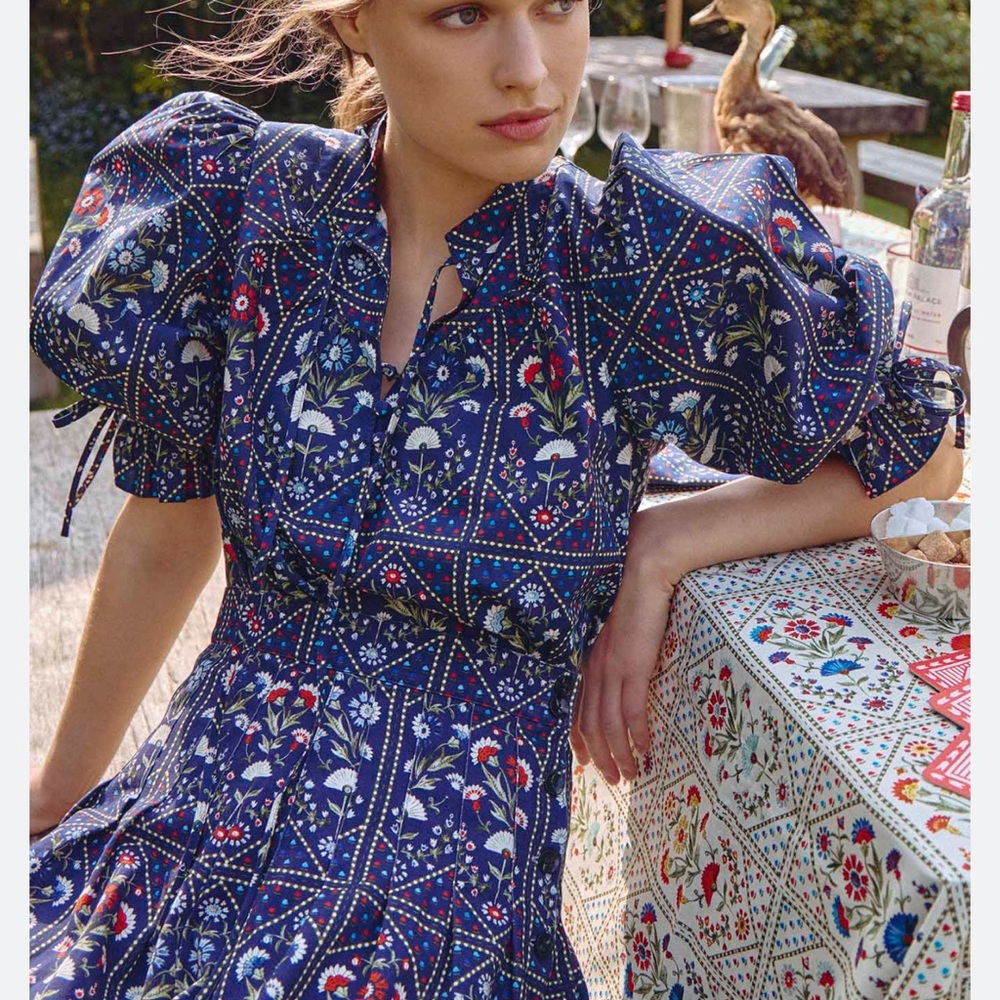 HUNTER BELL, navy trellis Greta dress , size 2